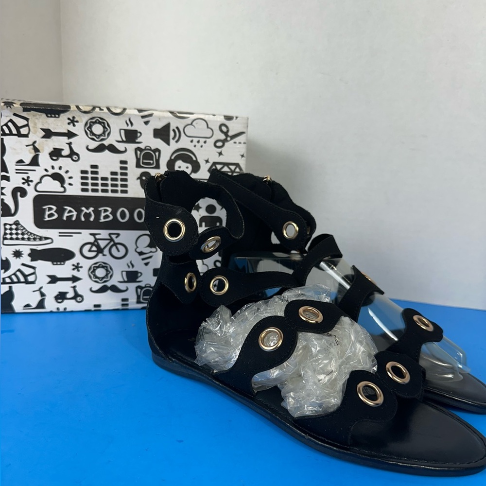 BAMBOO Black Gladiator Sandals